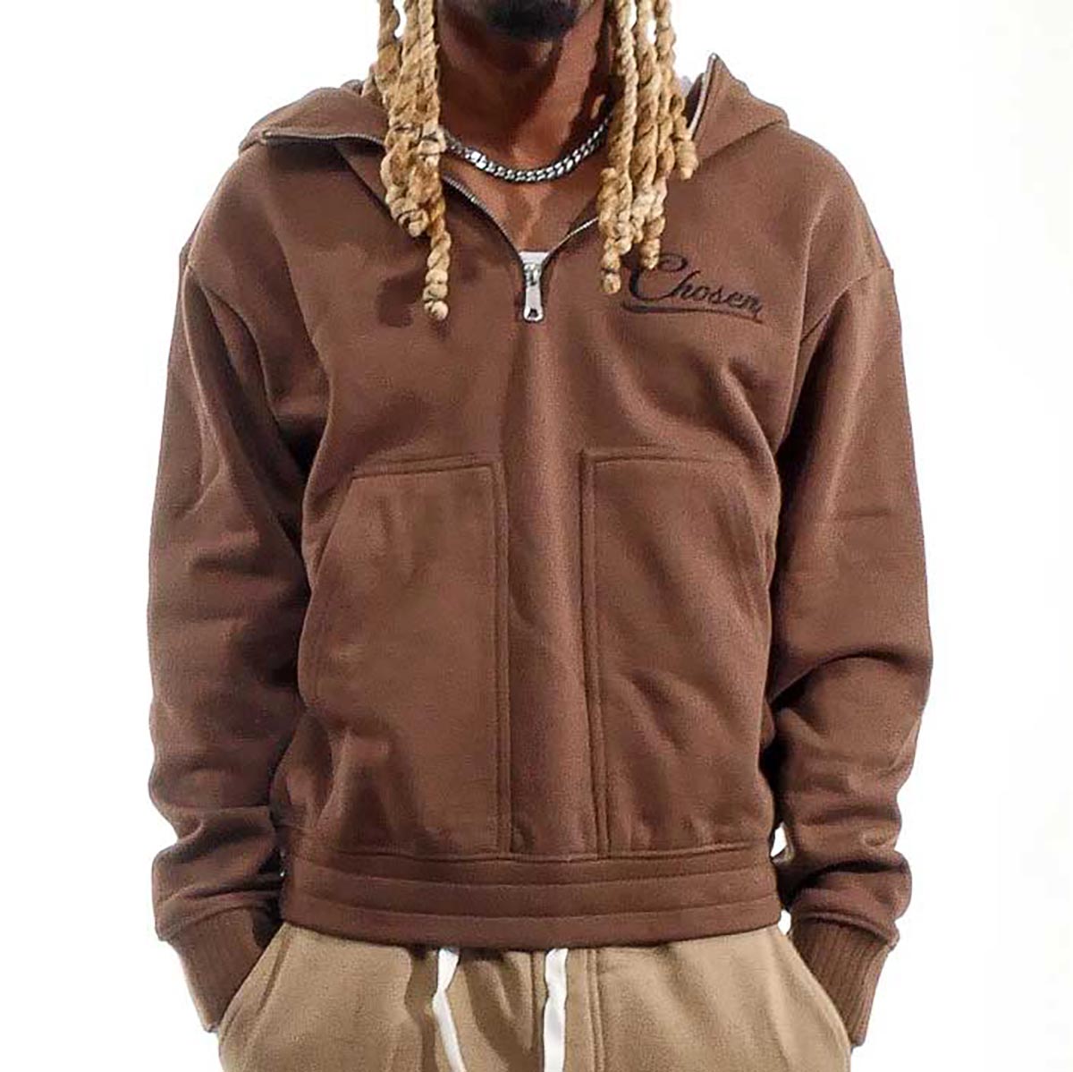 Washed quarter zip frame hoodie