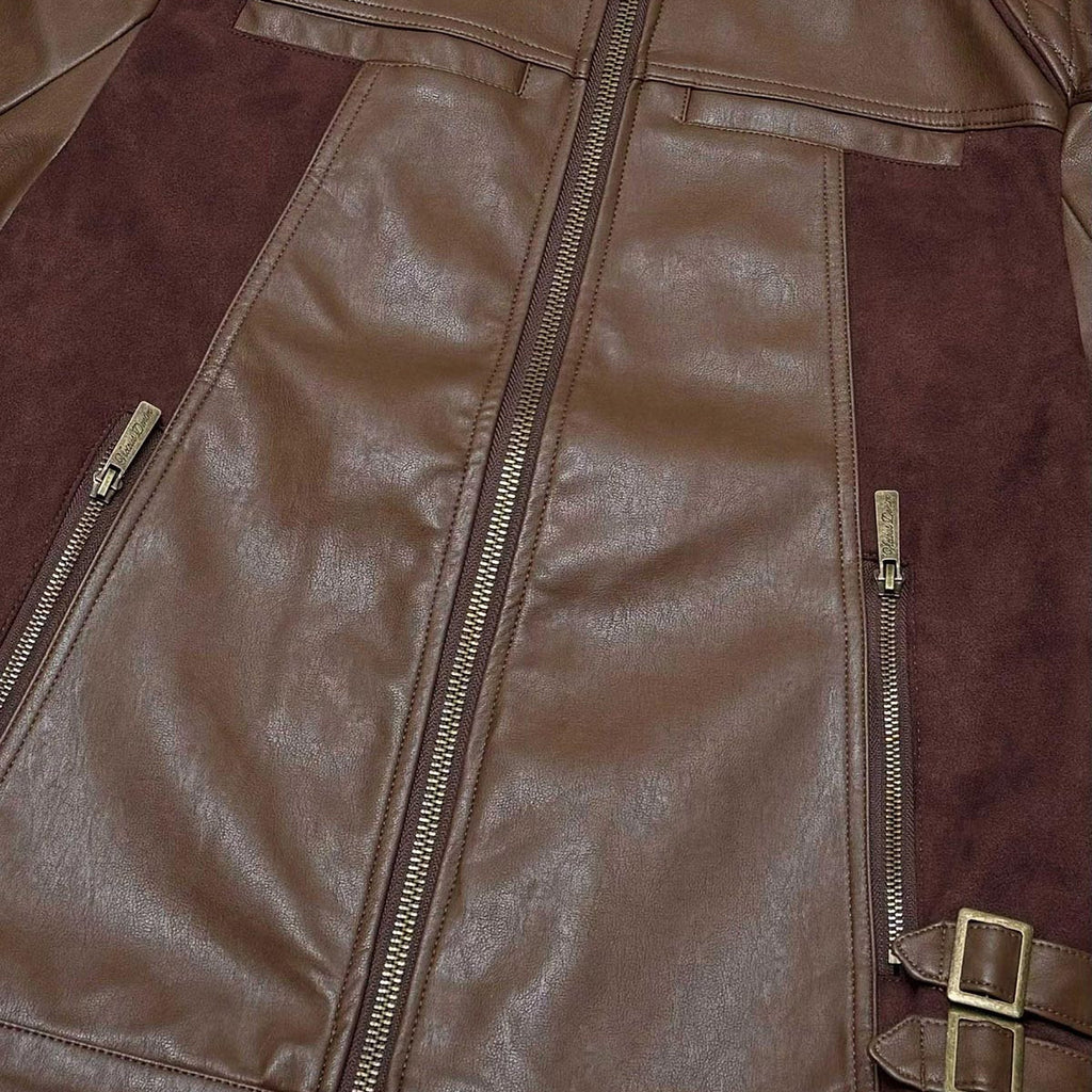 Suede mix racing jacket