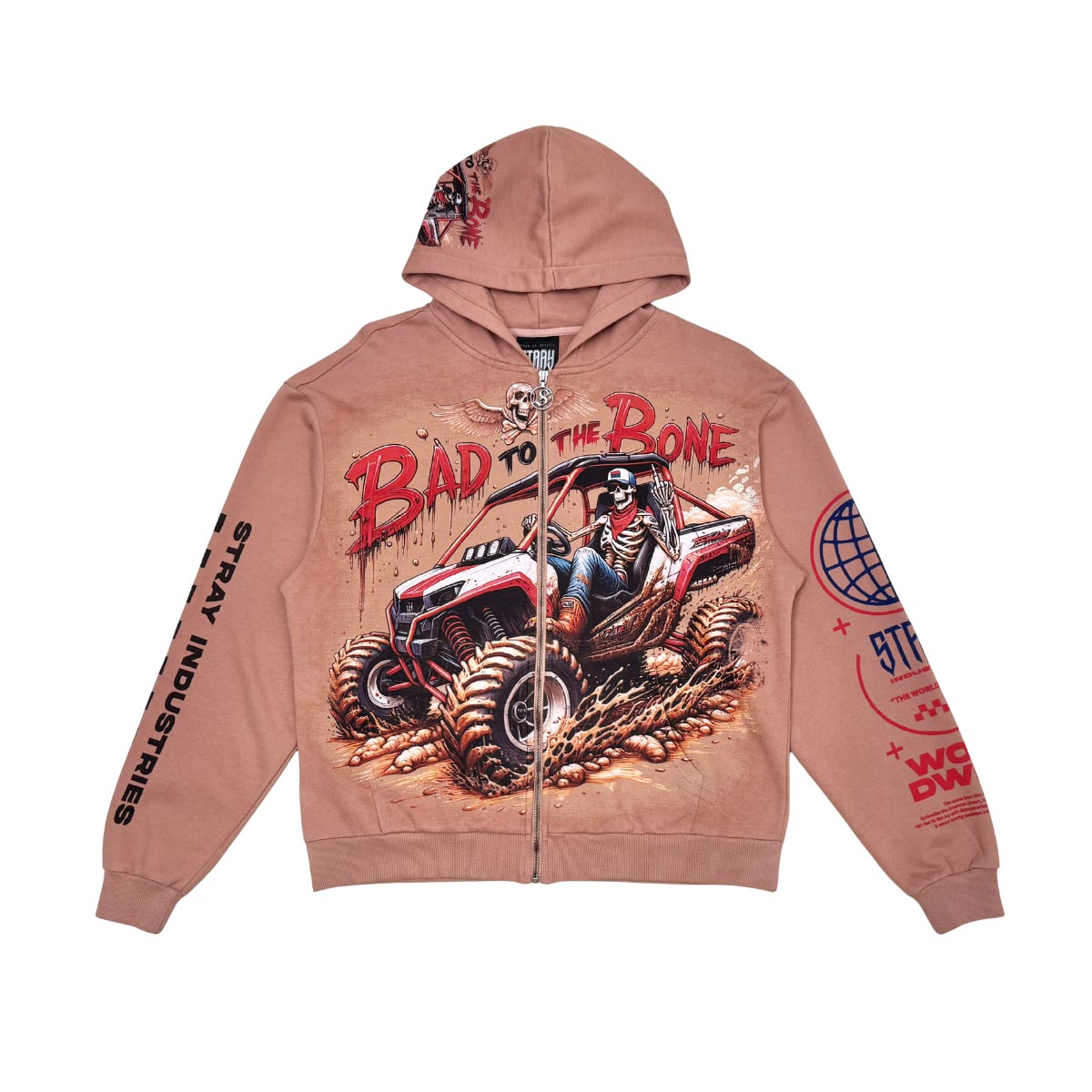 Stray bad to the bone full-zip hoodie