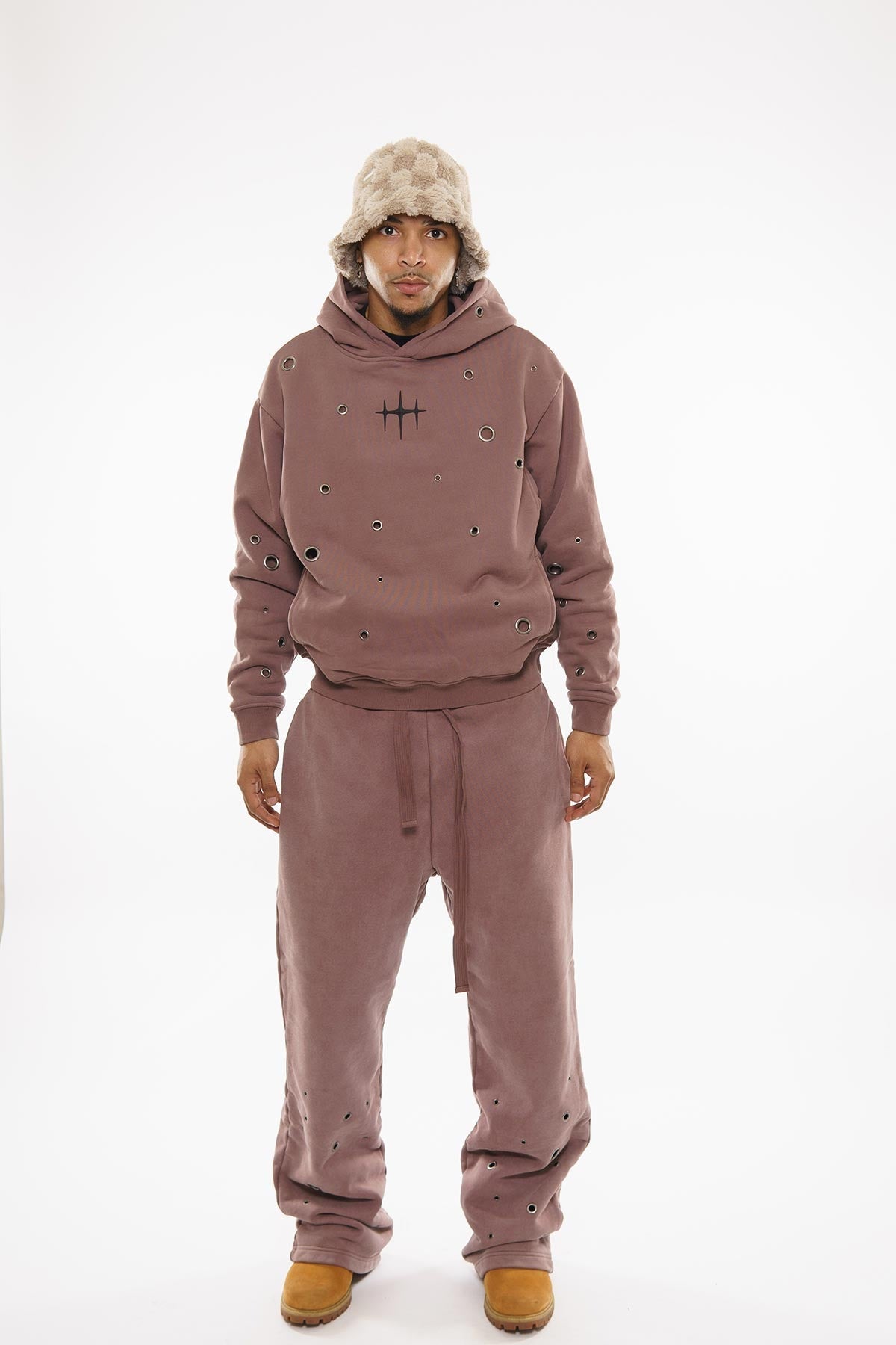 Unknown Garment-dyed, heavyweight cotton fleece cropped pullover hoodie