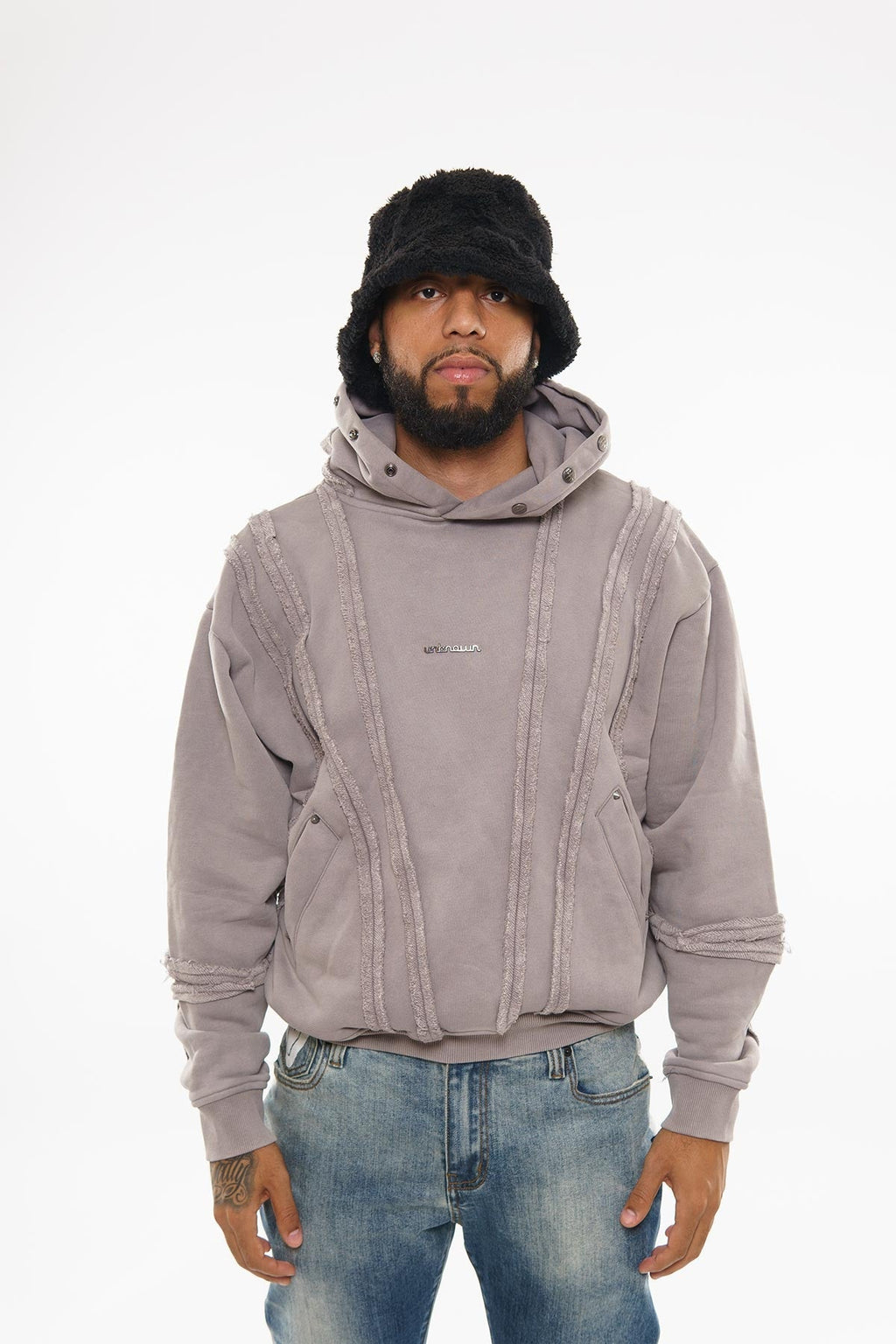 Unknown garment dyed cotton fleece pullover hoodie