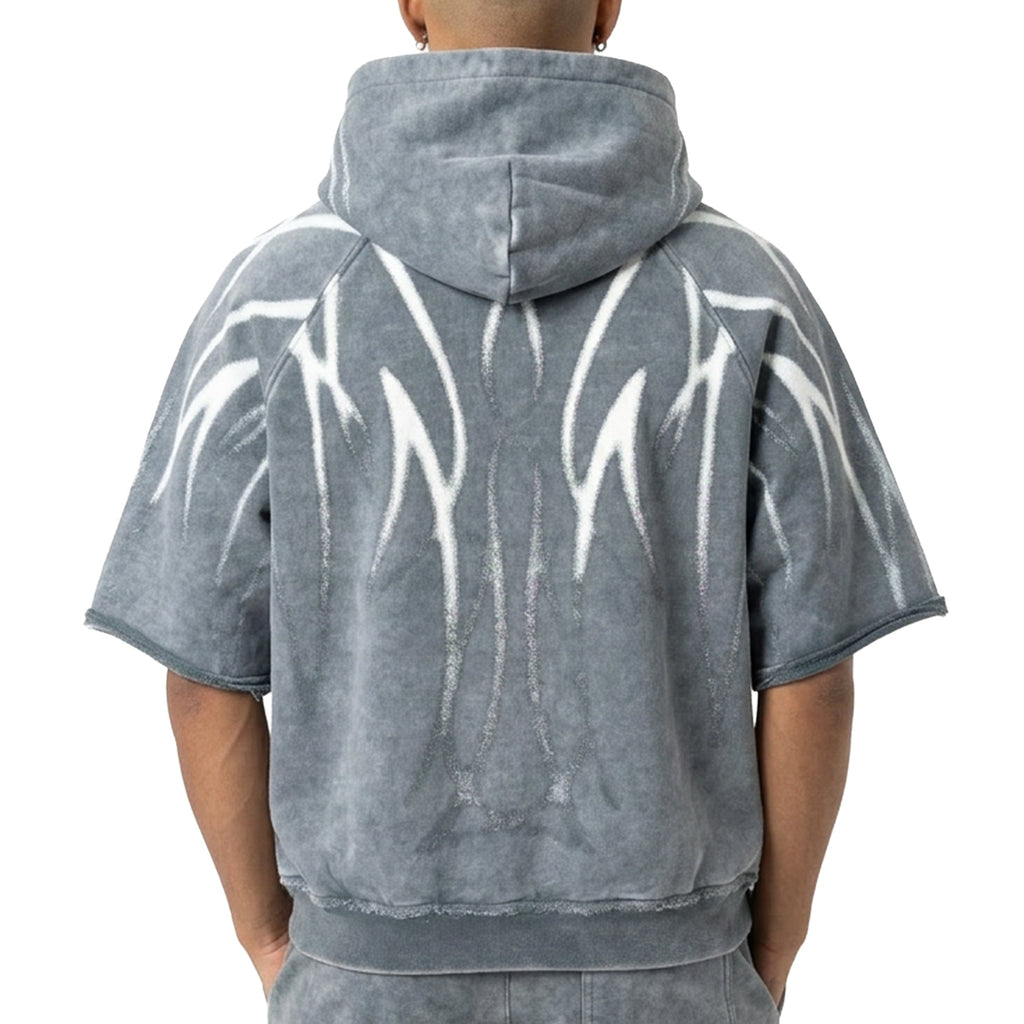 Short sleeve printed hoodie