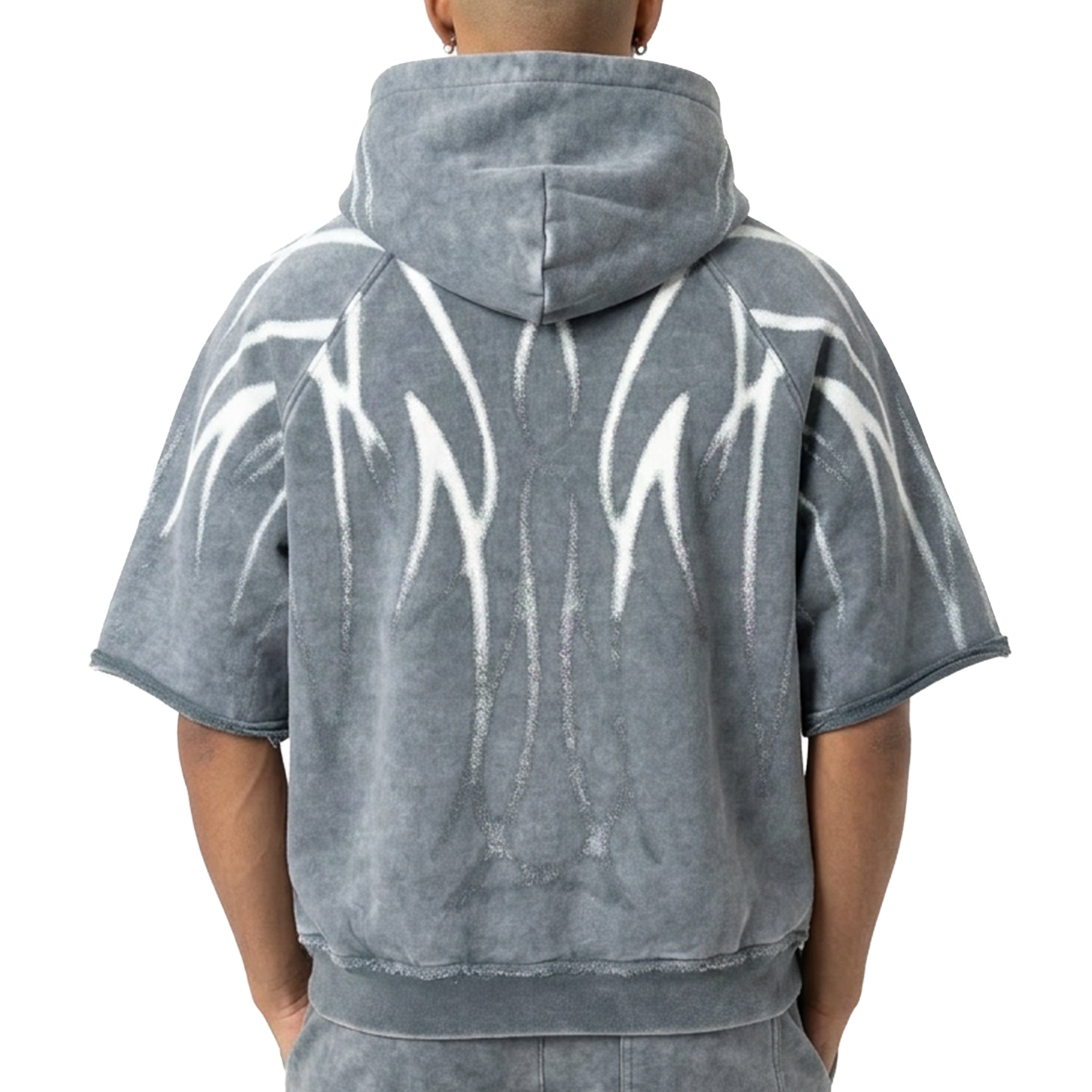 Short sleeve printed hoodie