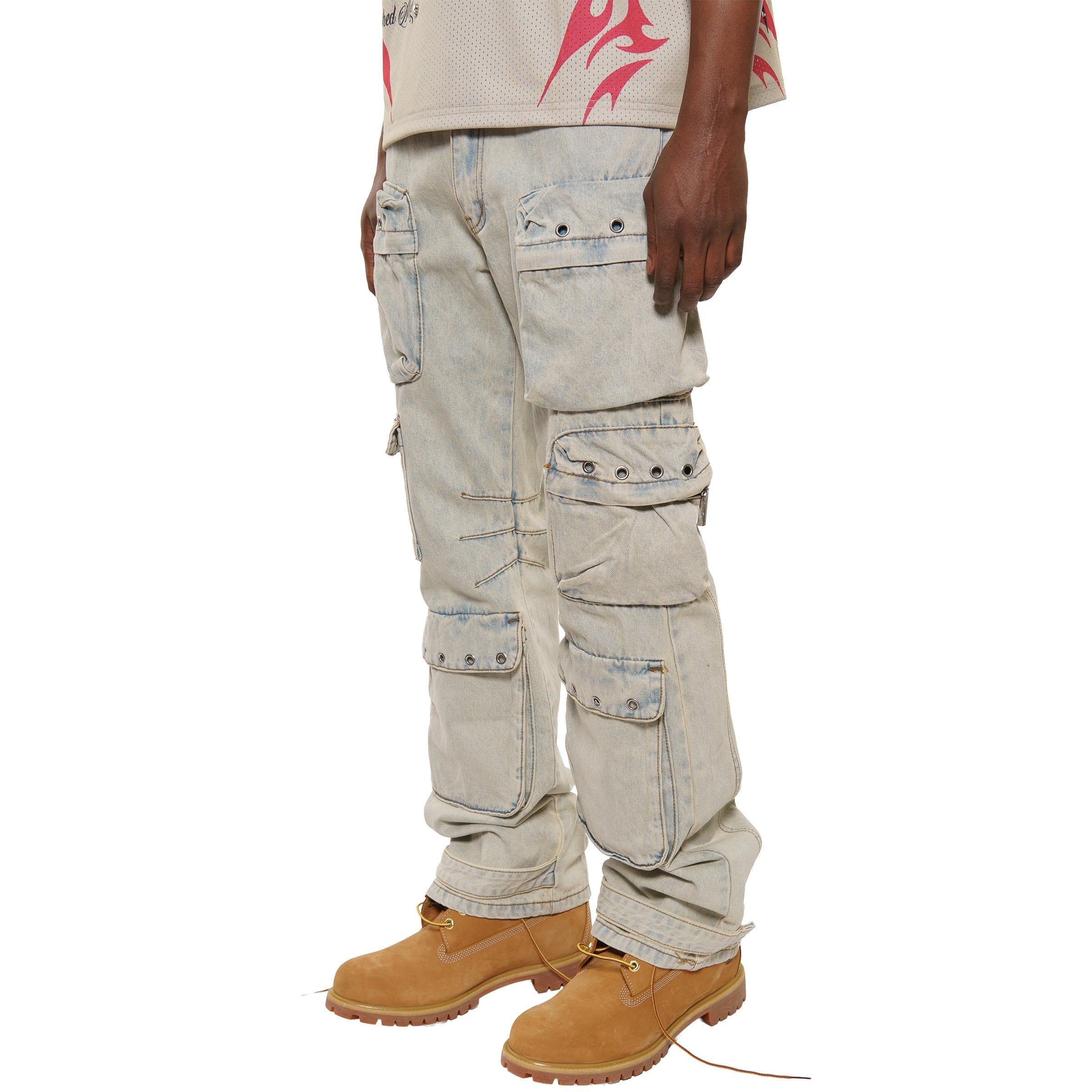 Multi cargo baggy fit denim pant