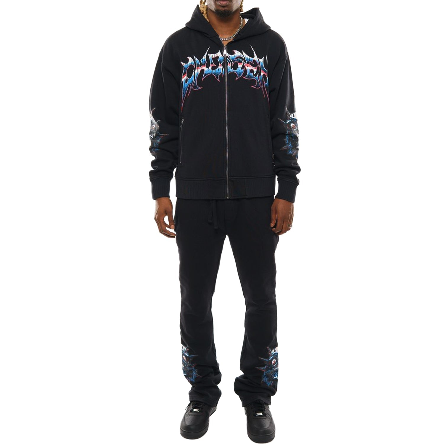 Crazy eyes oversized full zip hoodie set