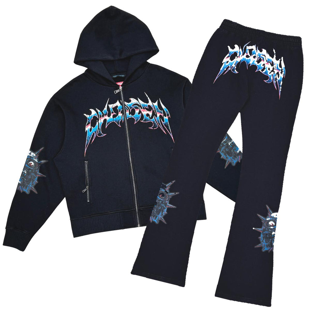 Crazy eyes oversized full zip hoodie set