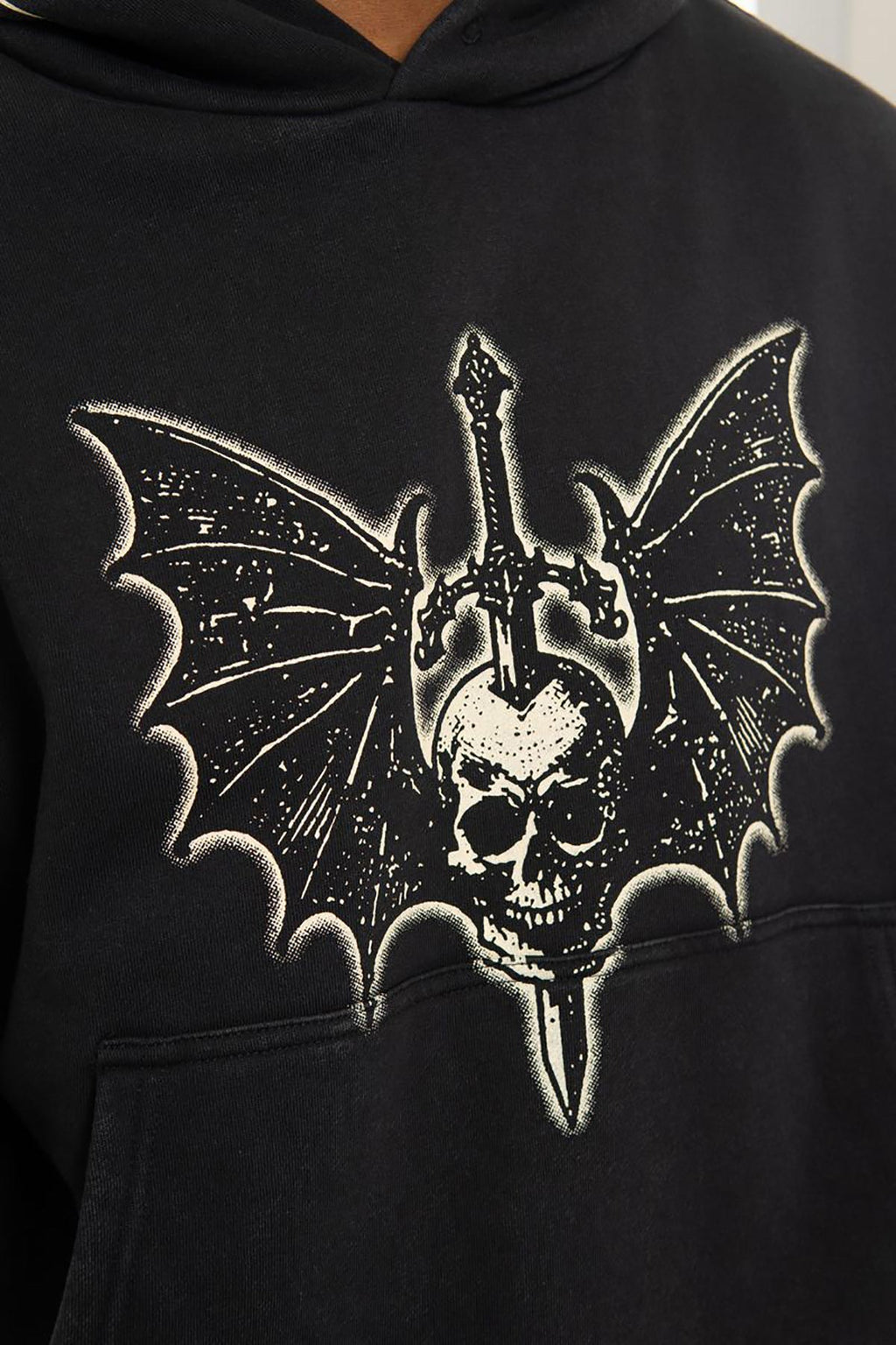 Sword in skull oversized pull-over hoodie