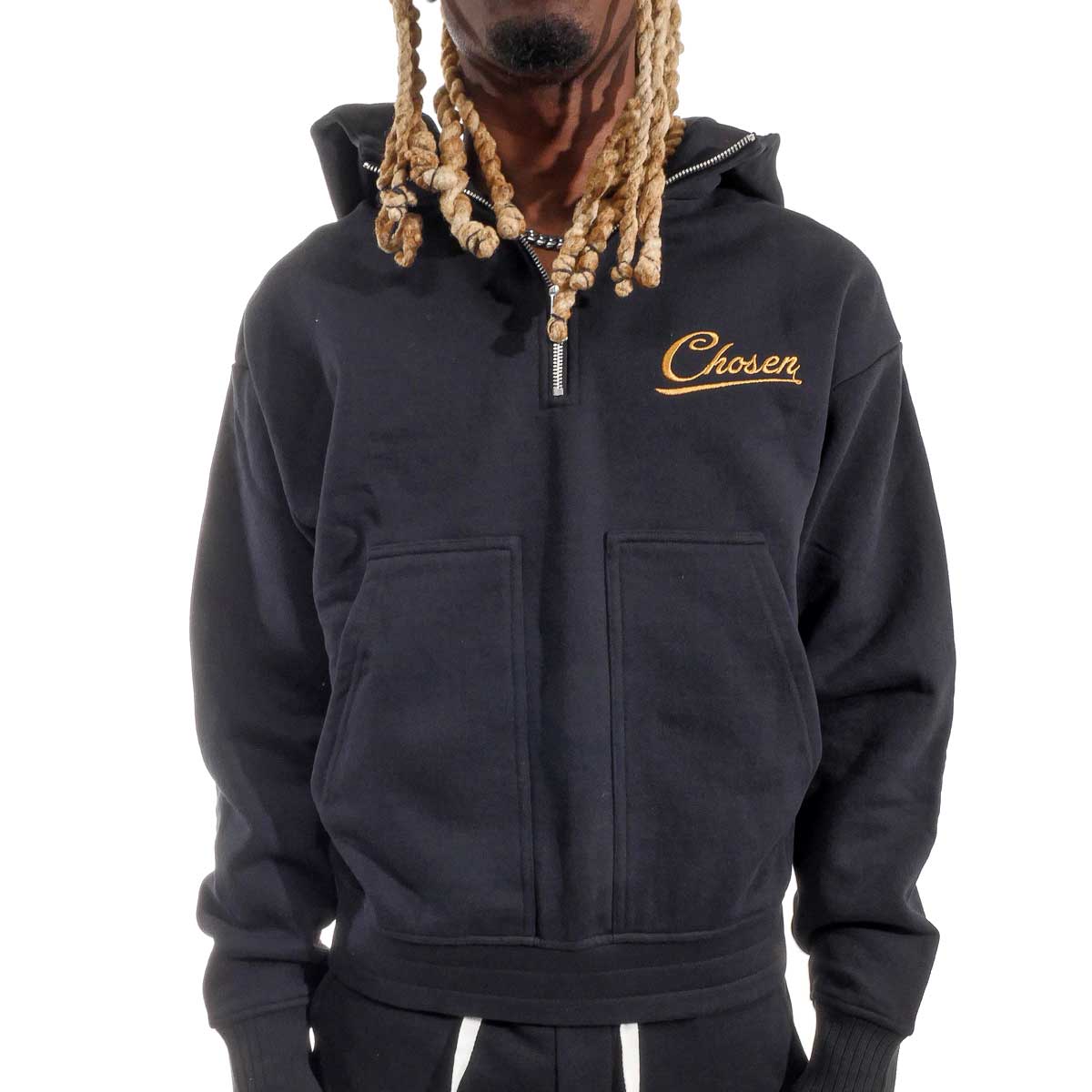 Washed quarter zip frame hoodie