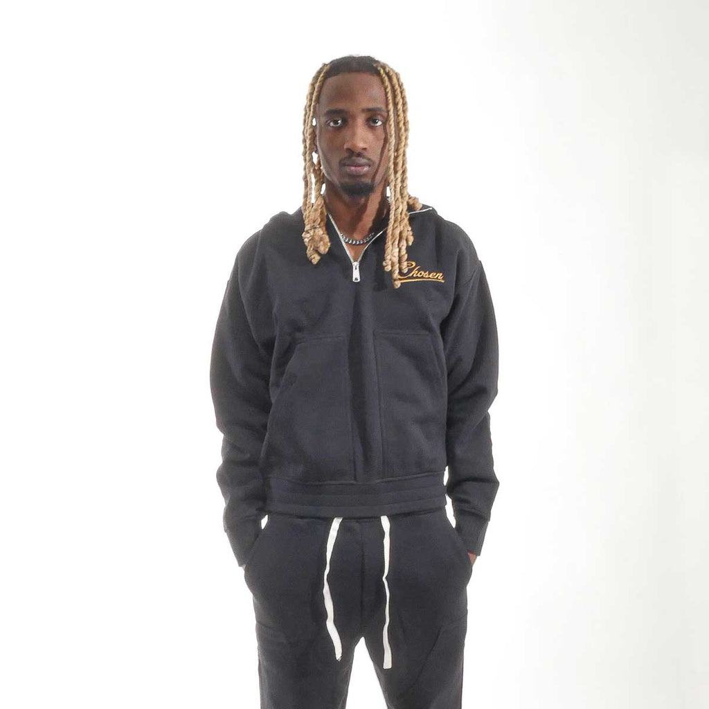 Washed quarter zip frame hoodie