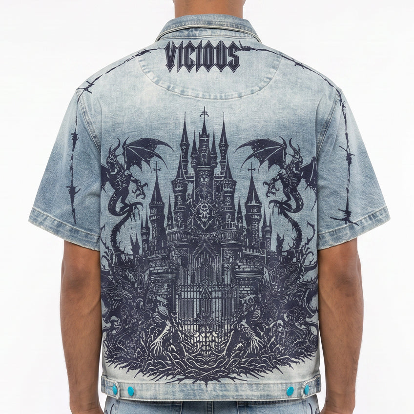 Dragon crest denim shirt