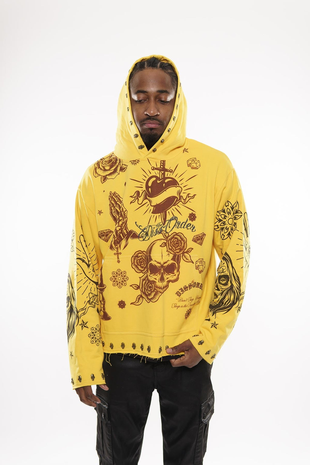 Praying hands pull over hoodie