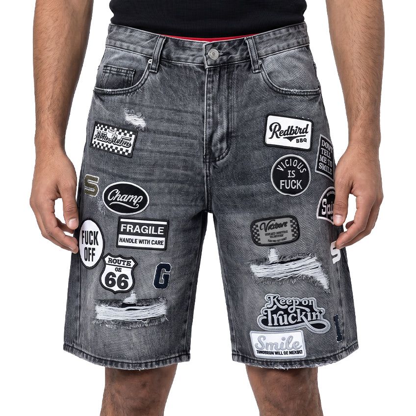 Denim patch  shorts