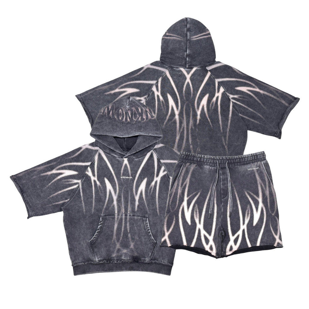 Short sleeve printed hoodie