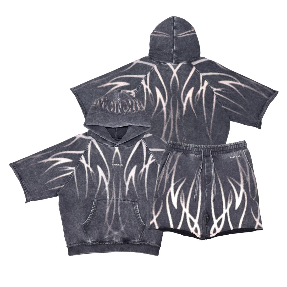 Short sleeve printed hoodie