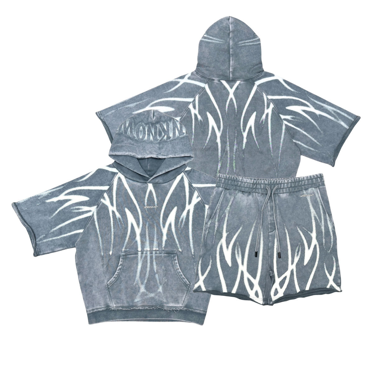 Short sleeve printed hoodie