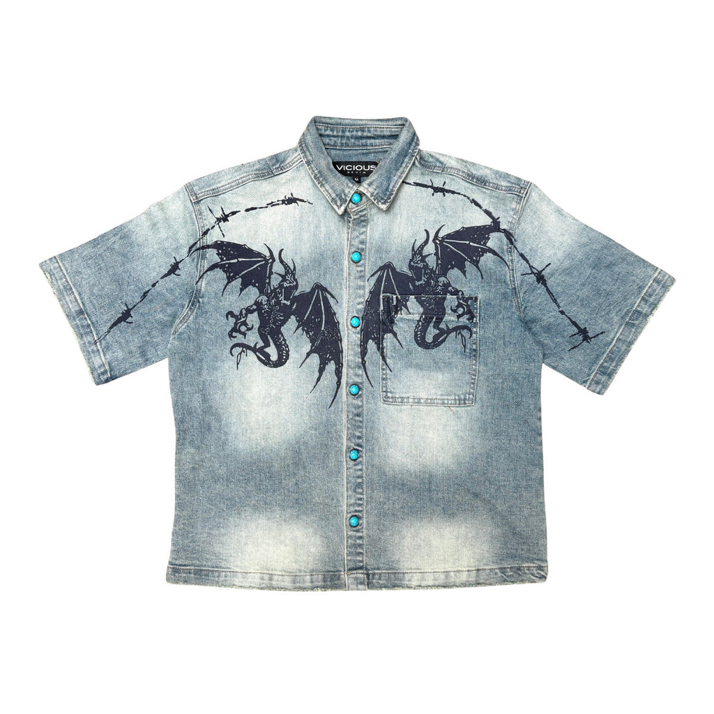 Dragon crest denim shirt