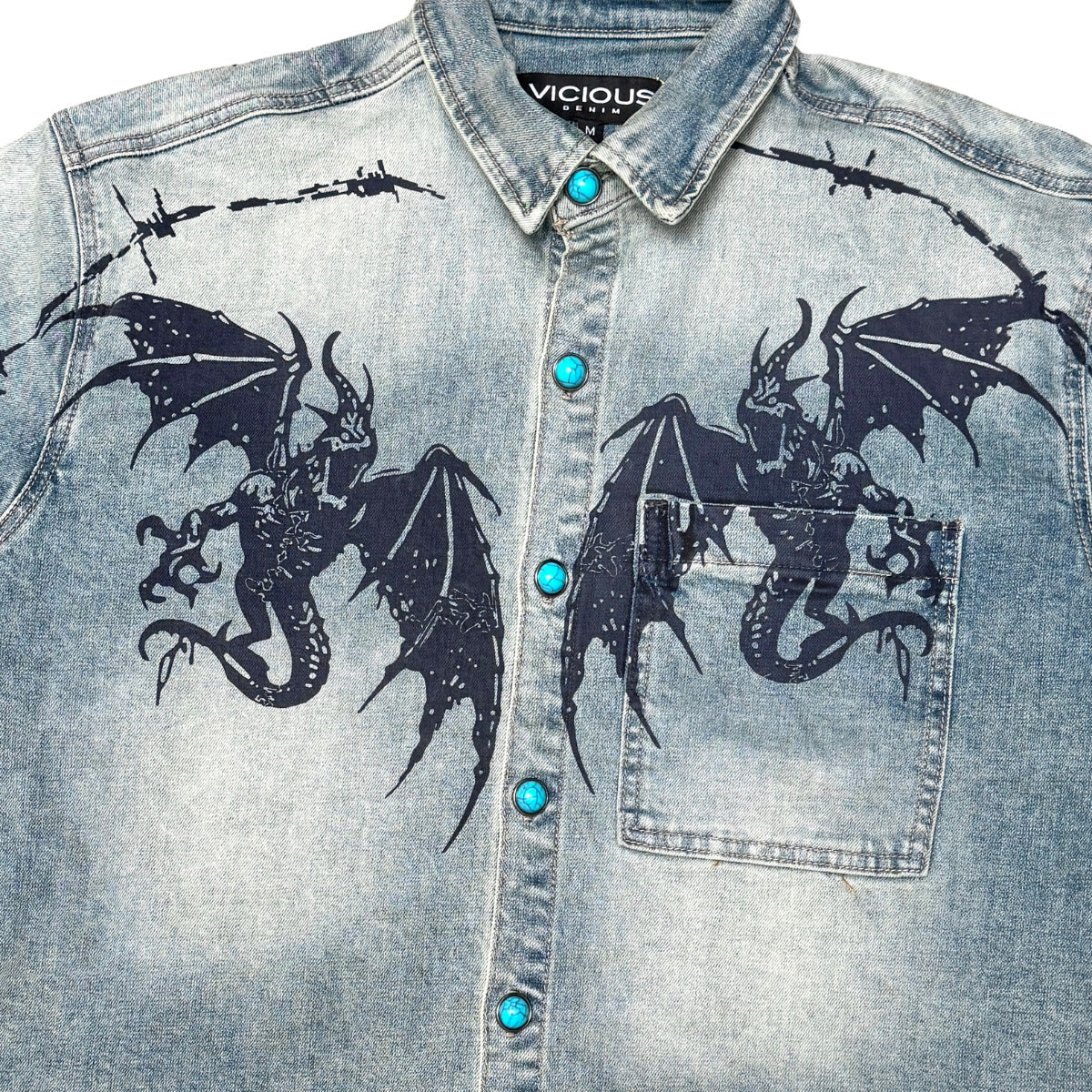 Dragon crest denim shirt