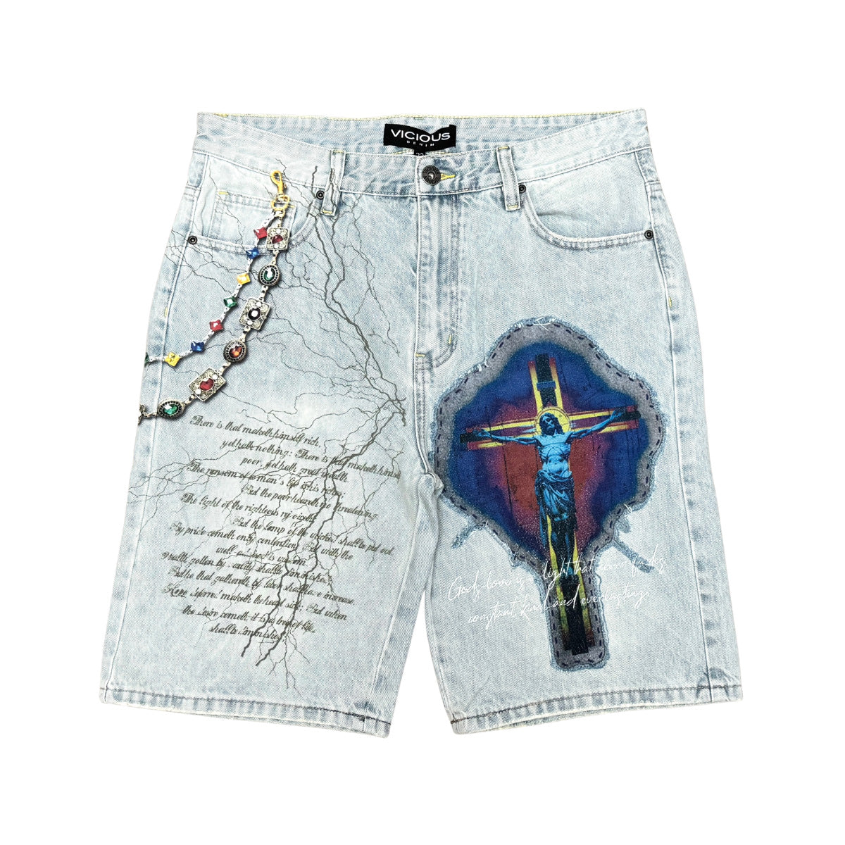 Divine fracture denim shorts