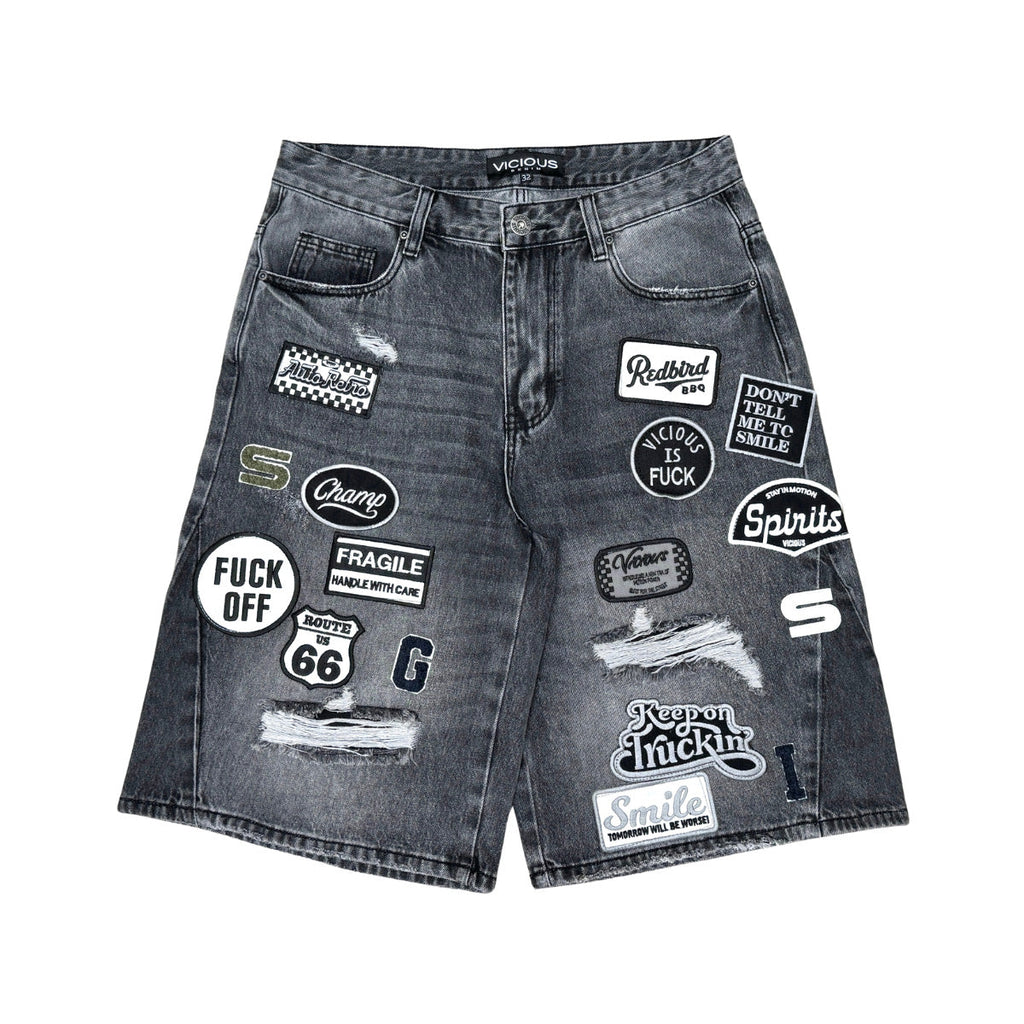 Denim patch  shorts
