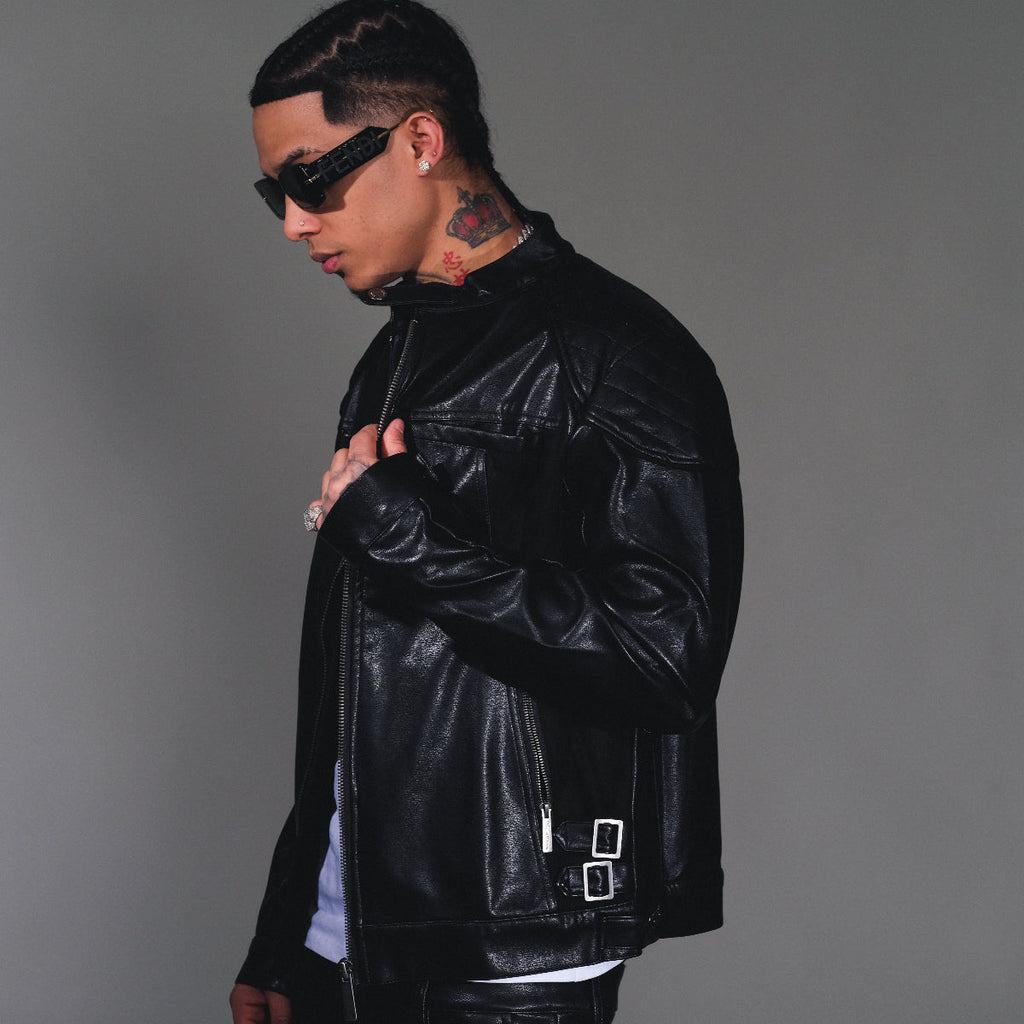 Suede mix racing jacket