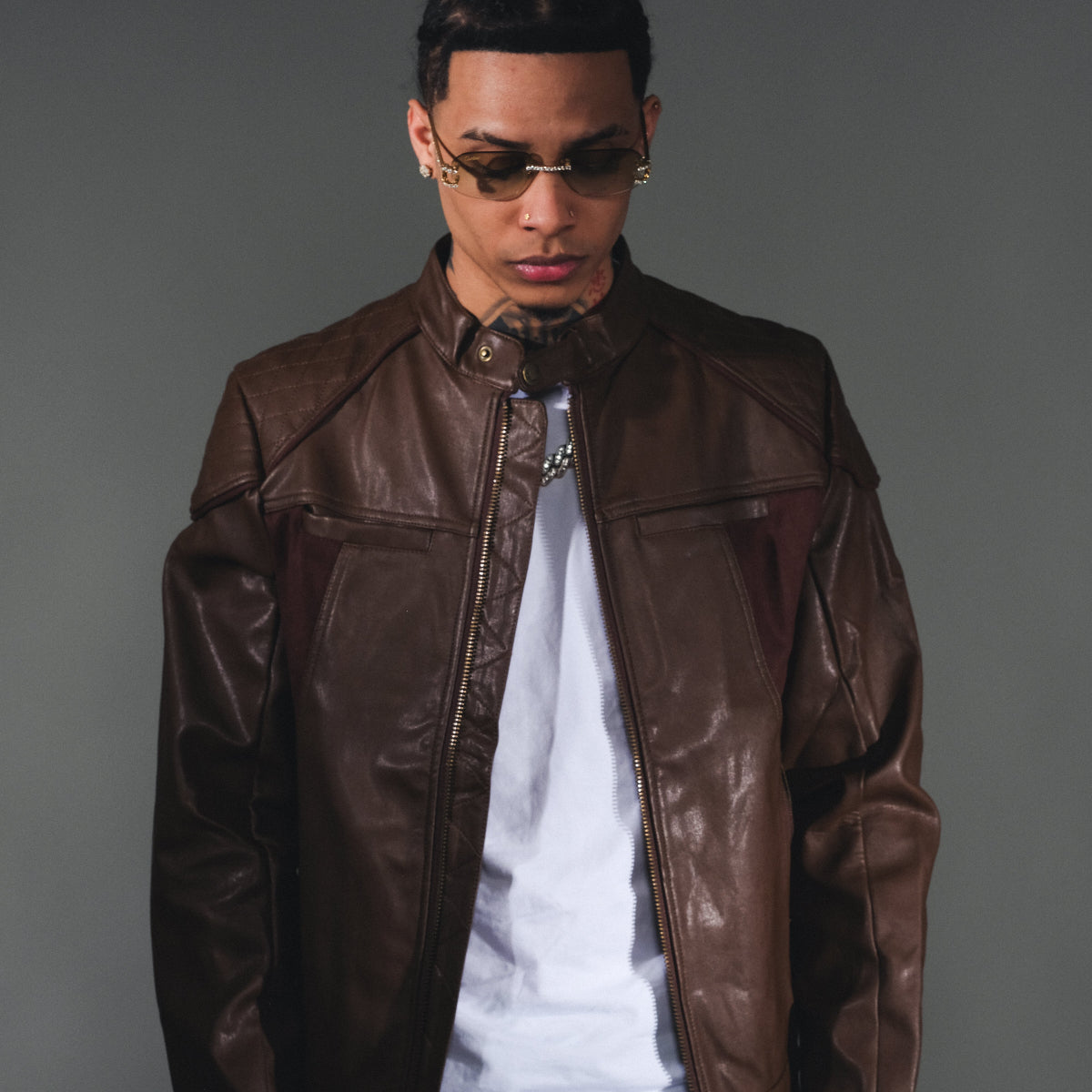 Suede mix racing jacket