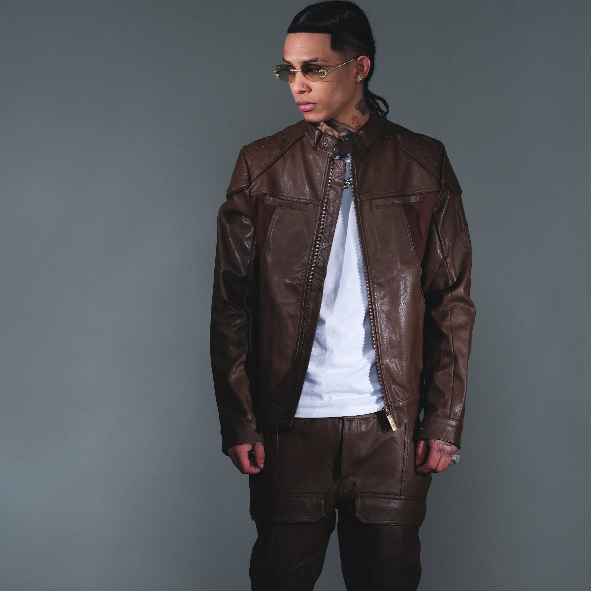 Suede mix racing jacket