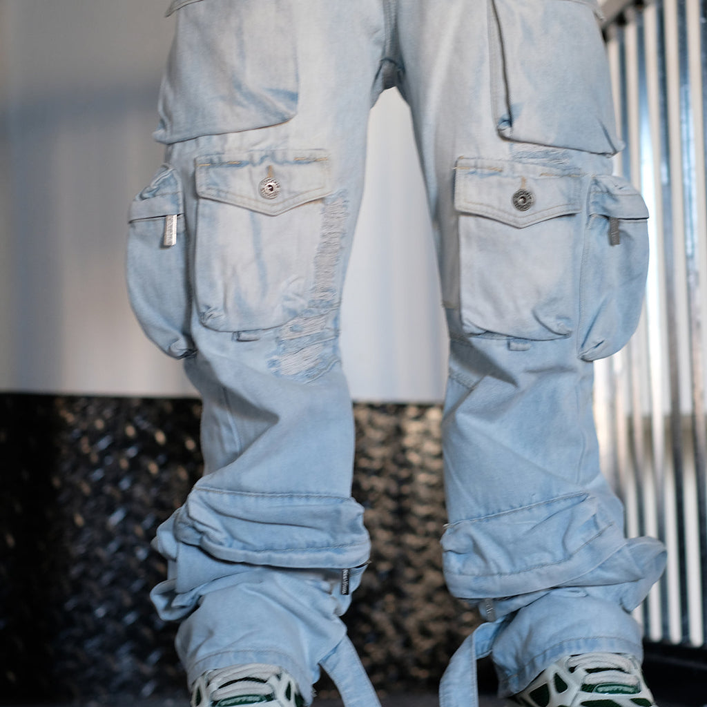 Multi cargo baggy/ loose fit denim