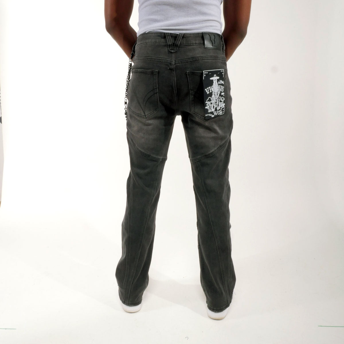 Embellished studded premium rhinestone denim pant