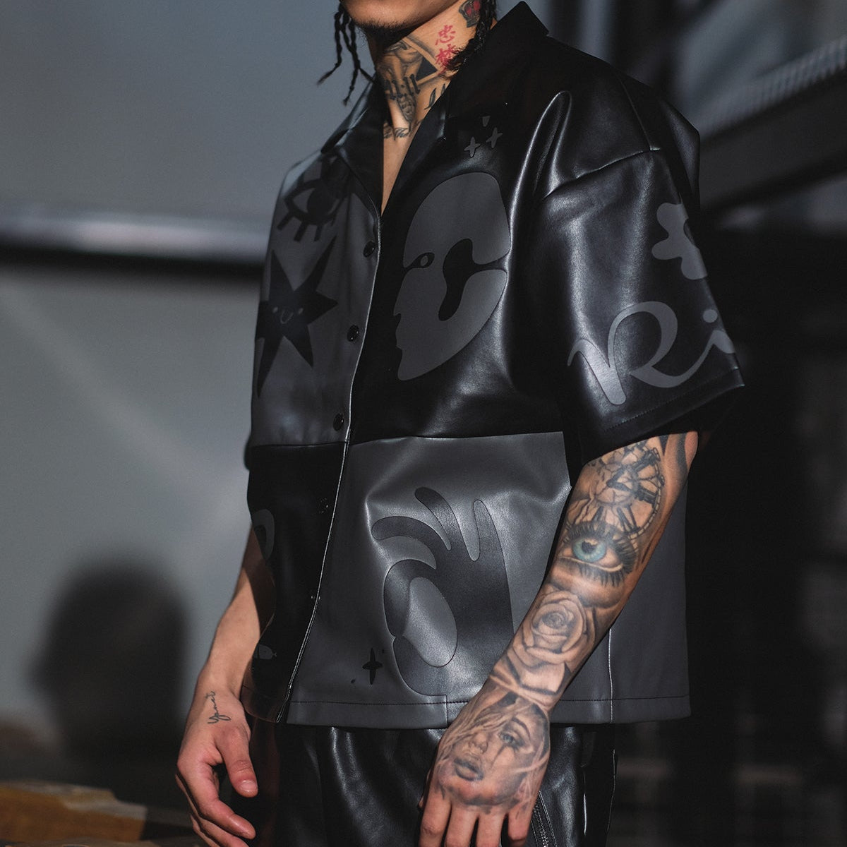 Tribal colorblock button up