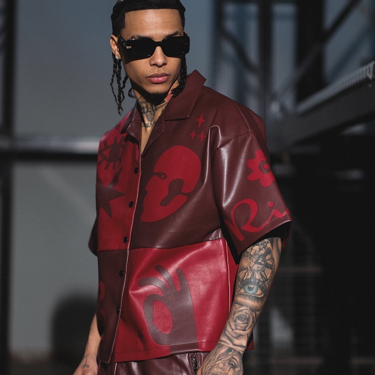 Tribal colorblock button up